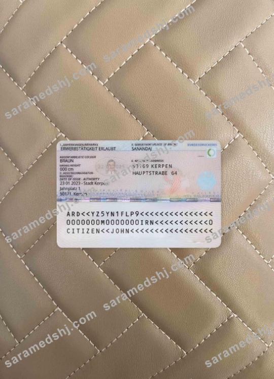 Germany residence permit 2011-pres, version 2 photolook BACK